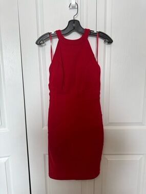 le chateau Red Halter Neck Mini Dress
